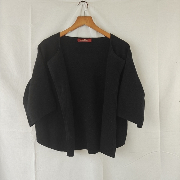 Max Mara Studio Open Front Knitted Wool Silk Blend Cartigan Size Large Women's - Picture 5 of 11